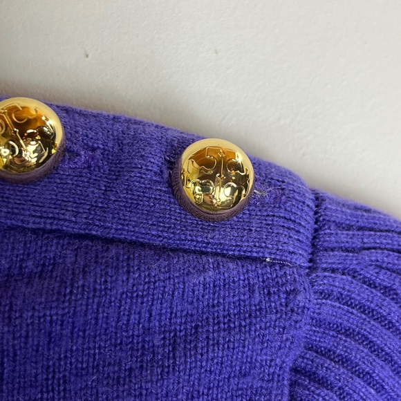 Tory Burch Vibrant Purple Button-Shoulder Sweater - Picture 6 of 12